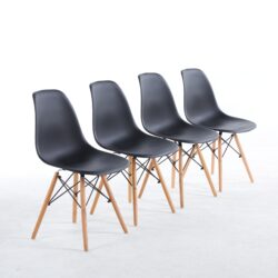 Chair, KD Leg, Plastic Seat (Set of 4) - Black