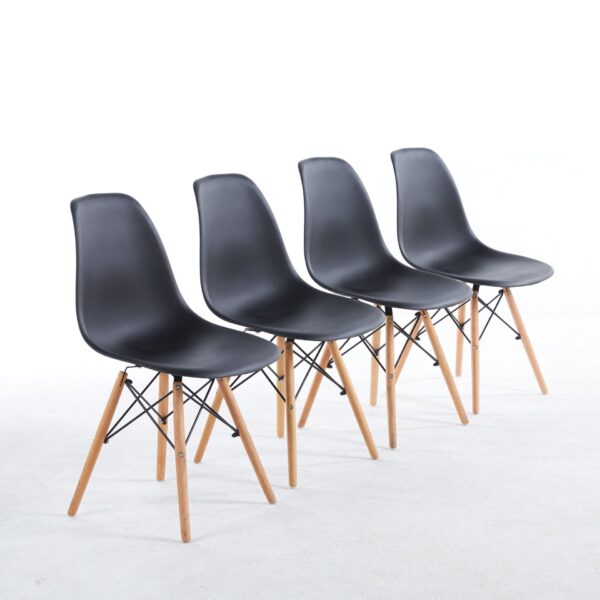 Chair, KD Leg, Plastic Seat (Set of 4) - Black