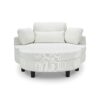 Corduroy Sofa With Two Throw Pillows And A Waist Pillow With An Extra Tray For Comfortable Seating Suitable For Small Apartment Bedroom Space - Beige - Image 7