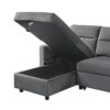 Ivy - Velvet Reversible Sleeper Sectional Sofa With Storage Chaise And Side Pocket - Dark Gray - Image 6