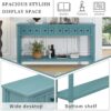 Rustic Entryway Console Table Long Sofa Table With Two Different Size Drawers And Bottom Shelf For Storage - Turquoise Green - Image 5