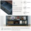 Retro Design Console Table With Two Open Shelves, Pine Frame And Legs For Living Room - Navy - Image 6