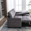 Reversible Sectional Storage Sleeper Sofa Bed, L-Shape 2 Seat Sectional Chaise With Storage, Skin-Feeling Velvet Fabric - Dark Gray - Image 7