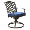 Round 4 Person 49" Long Aluminum Dining Set With Cushions With Swivel And Rocking Chairs - Navy Blue - Image 3