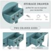 Rustic Entryway Console Table Long Sofa Table With Two Different Size Drawers And Bottom Shelf For Storage - Turquoise Green - Image 8