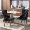 Nikki - Modern, High-End Tufted Solid Wood Contemporary Velvet Upholstered Dining Chair With Chrome Stainless Steel Plating Legs, Nailhead Trim (Set of 2) - Black / Chrome - Image 16