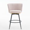 Beige Swivel Bar Stools, High-Back, Adjustable, Upholstered With Elegant Metal Back Accents For Kitchen, Bar, Or Dining Room (Set of 2) - Beige - Image 14