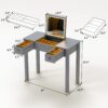 Vanity Table With LED Lights, Flip-Top Mirror And 2 Drawers, Jewelry Storage - Sleek Gray - Image 4