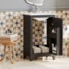 Modern Small Bathroom Vanity Cabinet With Ceramic Basin, Ample Storage, 1 Soft Close Door - Black - Image 20