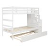 Twin Over Twin Bunk Beds With Twin Trundle And Stairway Storage Function - White - Image 14