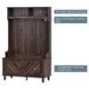 Hall Tree With 4 Hooks, Coat Hanger, Entryway Bench, Storage Bench, 3 In 1 Design, For Entrance, Hallway - Brown - Image 5