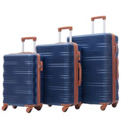 Hardshell Luggage Sets 3 Pieces Spinner Suitcase With Tsa Lock Lightweight 20" 24" 28" - Navy Blue