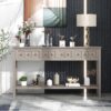Rustic Entryway Console Table Long Sofa Table With Two Different Size Drawers And Bottom Shelf For Storage - Gray Wash - Image 3