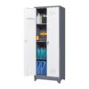 Metal Storage Cabinets, Cleaning Tool Cabinet With Locking Door, Tall Broom Tool Organizer And Storage, Large Storage Cabinet For Kitchen - Gray / White - Image 5