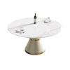 59.05" Modern Artificial Stone Round Carbon Steel Base Dining Table, Can Accommodate 6 People - White - Image 3