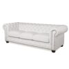 Traditional Tufted Leather Chesterfield Nailhead Sofa - White - Image 2