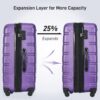 3 Piece Luggage Set Hardside Spinner Suitcase With Tsa Lock 20" 24" 28" Available - Purple - Image 2