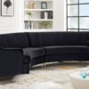 Velvet Curved Sofa - Black - Image 3