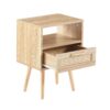 15.75" Rattan End Table With Drawer And Solid Wood Legs, Modern Nightstand, Side Table For Living Room, Bedroom - Natural - Image 11