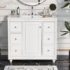 Contemporary Bathroom Vanity Cabinet, 4 Drawers & 1 Cabinet Door, Multipurpose Storage, Resin Integrated Sink, Adjustable Shelves, Solid Wood Frame With MDF - White - Image 4