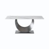 70.87" Modern Artificial Stone Crescent-Shaped Metal Legs, Can Accommodate 6-8 People - White / Black - Image 3