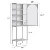 Metal Glass Door Display Storage Cabinet - 5 Tier Cube Bookshelf Storage Cabinet With 3 Adjustable Shelves For Kitchen, Dining Room, Living Room, Bathroom, Home Office - Antique White - Image 4