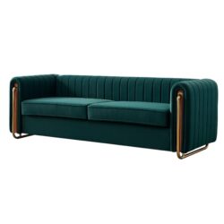 Contemporary Velvet Sofa Couch For Living Room - Green