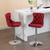 Swivel Velvet Barstools Adjusatble Seat Height From 25-33", Chrome Base Bar Stools With Backs Comfortable Tufted For Home Pub And Kitchen Island, 1712Wr (Set of 2) - Wine Red / Burgundy - Image 16