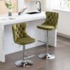 Swivel Velvet Barstools Adjusatble Seat Height From 25-33", Modern Upholstered Chrome Base Bar Stools With Backs Comfortable Tufted For Home Pub And Kitchen Island (Set of 2), 1712Ol - Olive Green - Image 14