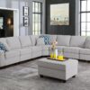 Leo - 8 Piece Modular L-Shape Sectional Sofa And Ottoman - Light Gray - Image 9