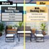30 Piece Interlocking Deck Tiles Checker Pattern, Square Acacia Hardwood Outdoor Flooring For Patio, Bancony, Pool Side - Light Gray - Image 9