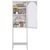 Metal Glass Door Display Storage Cabinet - 5 Tier Cube Bookshelf Storage Cabinet With 3 Adjustable Shelves For Kitchen, Dining Room, Living Room, Bathroom, Home Office - Antique White - Image 7