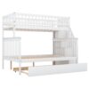 Twin Over Full Bunk Bed With Trundle And Staircase - White - Image 10