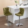 Swivel Velvet Barstools Adjusatble Seat Height From 25-33", Modern Upholstered Chrome Base Bar Stools With Backs Comfortable Tufted For Home Pub And Kitchen Island (Set of 2), 1712Ol - Olive Green - Image 15