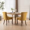 Ultra Side Dining Chair, Thickened Fabric Chairs With Neutrally Toned Solid Wood Legs, Bronze Nail Head (Set of 2) - Golden Yellow - Image 15