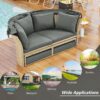 Outdoor Patio Daybed Wicker Rattan Double Daybed Round Sofa Furniture Set With Retractable Canopy, 4 Pillows For Lawn Garden Backyard Porch Pool - Gray - Image 7