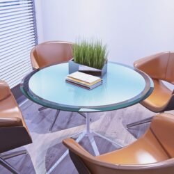28" Round Tempered Glass Table Top Clear Glass 1 / 2" Thick Beveled Polished Edge - Transparent