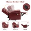 3 Pieces Recliner Sofa Sets Home Theater Seating Manual Recliner Chair With Center Console And Led Light Strip For Living Room - Wind Red - Image 5