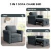 3 In 1 Sofa Bed Chair, Convertible Sleeper Chair Bed, Adjust Backrest Into A Sofa, Lounger Chair, Single Bed, Modern Chair Bed Sleeper For Adults - Deep Blue - Image 15