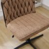 Armless Office Desk Chair No Wheels - Brown - Image 25