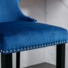 Contemporary Velvet Upholstered Wing-Back Barstools With Button Tufted Decoration And Wooden Legs, And Chrome Nailhead Trim, Leisure Style Bar Chairs, Bar Stools (Set of 4) - Blue - Image 12