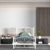 Twin Unique Flower Sturdy System Metal Bed Frame With Headboard And Footboard - White - Image 2
