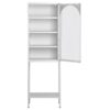 Metal Glass Door Display Storage Cabinet - 5 Tier Cube Bookshelf Storage Cabinet With 3 Adjustable Shelves For Kitchen, Dining Room, Living Room, Bathroom, Home Office - Antique White - Image 15