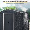8Ft X 4Ft Outdoor Metal Storage Shed With Window And Metal Foundation For Backyard, Patio, Lawn - Black / White - Image 6