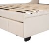 Queen Size Storage Upholstered Platform Bed With Wingback Headboard And A Big Drawer - Beige - Image 13