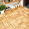 30 Piece Interlocking Deck Tiles Checker Pattern, Square Acacia Hardwood Outdoor Flooring For Patio, Bancony, Pool Side - Yellow - Image 16