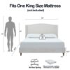 Hannah - King Upholstered Wingback Bed Size, Tall Headboard Upholstered King Bed, Premium Textured Canvas Chenille Look, Minimalist Designs, No Box Spring Needed - Ivory - Image 22