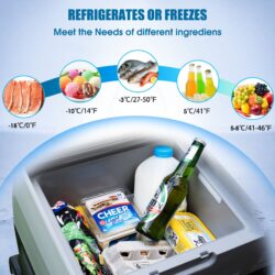 Car Freezer Portable Refrigerator With App Control And 6'' Off-Road Wheels, 12V, 45W Cooler Freezer, Low Noice - Antique White / Gray