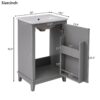 Modern Small Bathroom Vanity Cabinet With Ceramic Basin, Ample Storage, 1 Soft-Close Door - Gray - Image 12
