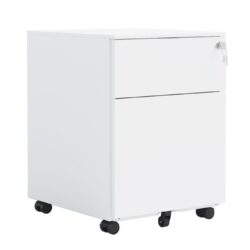 2 Drawer Mobile File Cabinet With Lock Steel File Cabinet For Legal / Letter / A4 / F4 Size / Home / Office Design - White